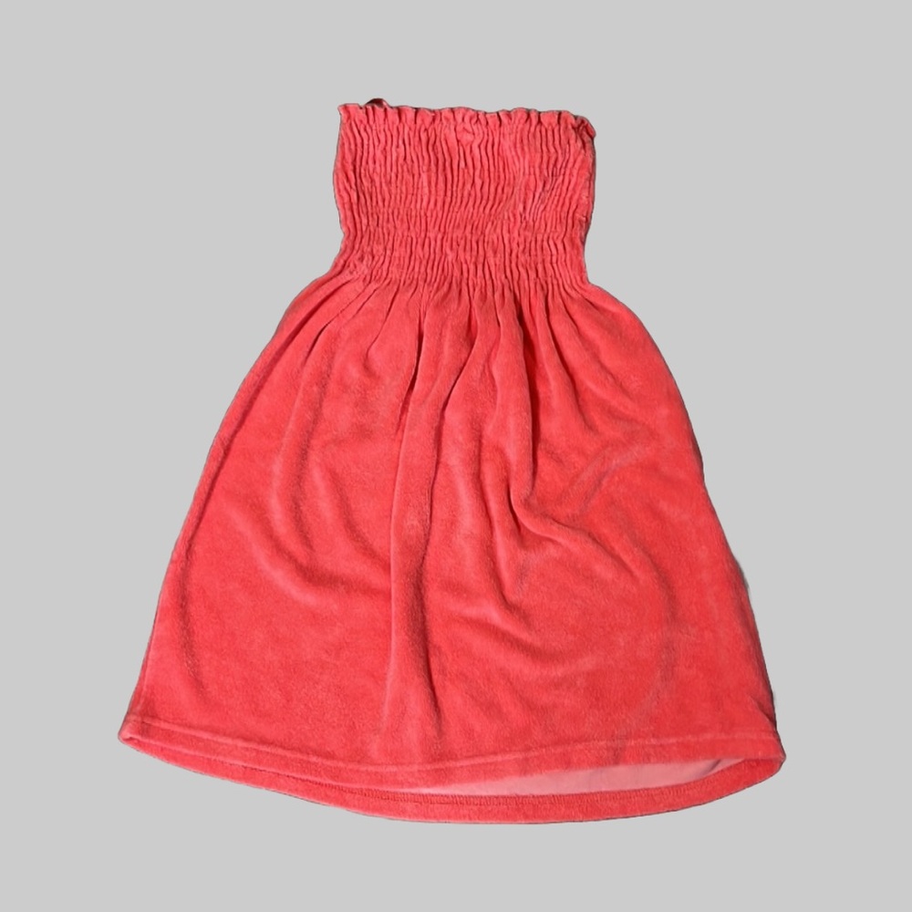 Aeropostale Terry Cloth Y2K Swim Coverup Dress Tube Top Stretch Coral Sz Medium